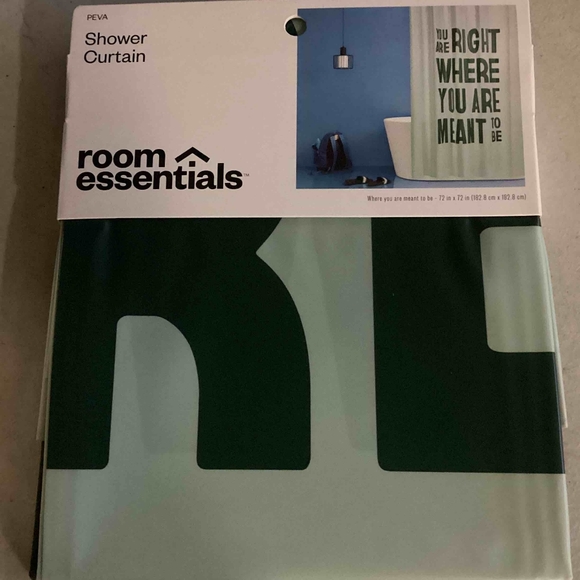 'You Are Right Where You Are Meant to Be' PEVA Shower Curtain Light Mint Green - Picture 3 of 3